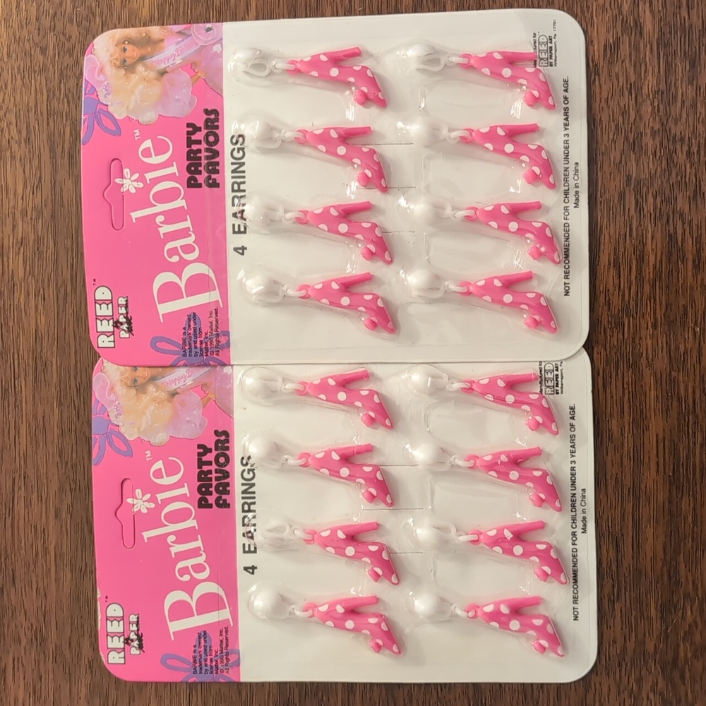 Vintage Barbie Pink and White Polka Dot Earrings